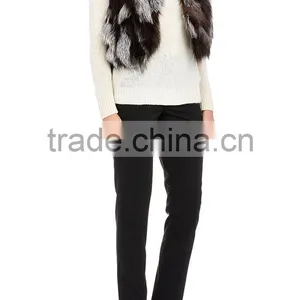 YRFUR YR043 Chic Style Fox Fur Waistcoat/Stand Collar Patchwork Fox Fur Vest thumbnail-4