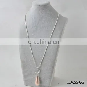 Mixed Color Metal Necklace Teardrop Pendant thumbnail-1
