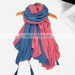 Cotton Candy Color Tassels Scarf Cotton Fringe Solid Scarves Female Fashion Accesseries thumbnail-5