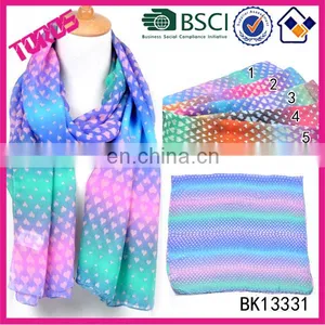 2015 New Arrive Heart Print Wholesale Spring Summer Twill Shawl Fashion Chiffon Scarf thumbnail-2