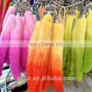 Multicolor and Smooth Real Mink Fur Fairy Tail Keychain thumbnail-1