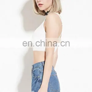 Ladies Floral Mesh Crop Top Plain thumbnail-2