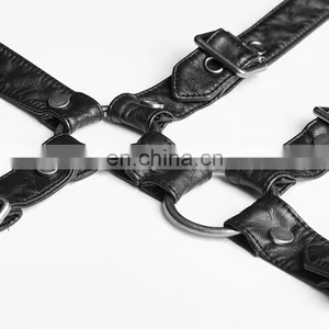 Punk Rave Gothic Black Chest Harness-top S-221 thumbnail-6