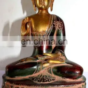 Tibetan Brass Shakyamuni Medicine Buddha Statue Buddhism Showpiece Sating Buddha Statue Blessing Buddhism Art Ethnic Decorative thumbnail-1