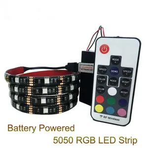 Battery Powered 5050 RGB LED Strip Light RGB 1M , IP20 / IP65 With Mini 3keys RGB Controller / 17Keys RGB Remote Control thumbnail-1