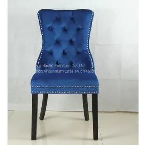 Navy Velvet Dining Chair in Solid Wood,Modern Dining Chair HL-6087 thumbnail-1
