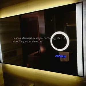 Custom Hotel Bathroom Mirror Plus Magnifying Glass Time Temperature Function Mirror Anti-fog Smart Mirror thumbnail-2