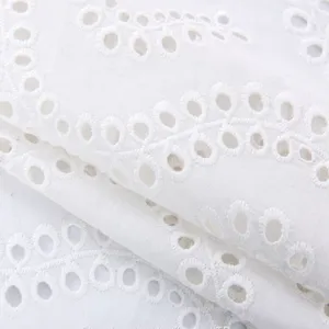 Custom Cotton Fabrics Embroidered White Fabric thumbnail-1