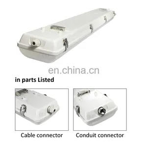 DLC 150LM/W IP65 Dustproof Waterproof 0-10v Batten in Ceiling Led Tri-proof Lights 50W thumbnail-5