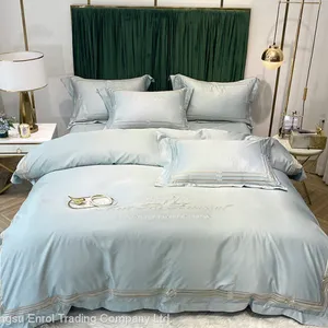 European Summer Cooling Ice Silk Bed Sheet Embroidery thumbnail-1