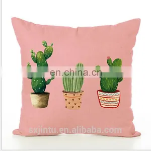 Pink 18 x 18 Inch Plants Linen Cotton Fabric Square Cushion Cover Throw Pillow Case thumbnail-2