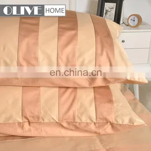 Wholesale Gold Luxury Striped 100% Cotton Percale Quilted Bed Set Bedding Bed Sheet Sets thumbnail-5