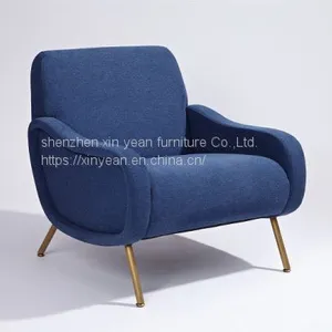 Fabric Steel Chromed Color Champagne Gold Single Sofa With Fabric for Living Room thumbnail-2