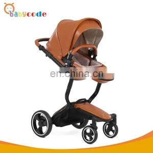 OEM Luxury High View 3 in 1 PU Leather Waterproof Baby Stroller thumbnail-5