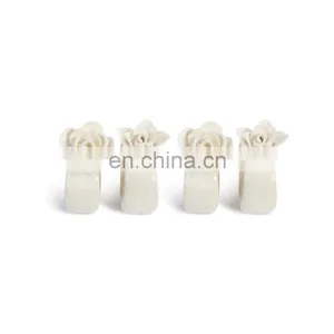 Unique Succulent Glossy White Ceramic Stoneware Napkin Rings thumbnail-1