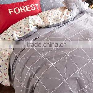 Fashion White Color Cotton Bedsheet Set Anchor Printed 4 Pcs Queen Size Kids Bedding Set thumbnail-4