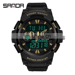 Sanda 6002 New Analogue LED Mens Watches Chrono Luminous Water Proof Sport Men Digital Watch thumbnail-1