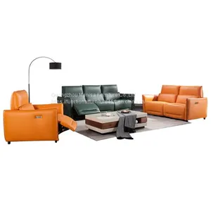 Italian Leather Sofa Italian Living Room Combination Sofa Space Capsule Electric Function Italian Light Luxury thumbnail-1