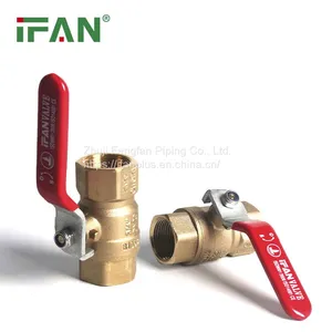 IFAN 1/2-4 Inch 81063 Female Brass Ball Valve Brass Color Red Handle Manual Ball Valve thumbnail-3