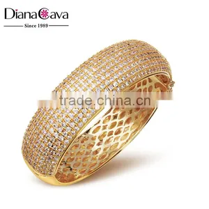 Top Seller Basic Look Micro Pave Setting Cubic Zircon Top Quality Chunky Crystal Bangle thumbnail-2