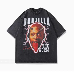 Hip-Hop Cotton Washed High Street Basketball Old Retro T-Shirt Oversized Half-Sleeve Men′s Clothing thumbnail-1