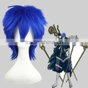 High Quality 35cm Short Straight VOCALOID Kaito Wig Blue Synthetic Anime Wig Cosplay Hair Wigs Party Wig thumbnail-1