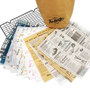 Low Price Sandwich Patty Burger Cooked Food Oil-proof Wrapping Paper News Paper Style Food Wrap Tissue Paper thumbnail-5