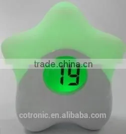 EN71-1-2-3 Approval Star Shape Room Thermometer Temperature Displayer LED Color Changing Night Light Lamp for Babies Kids thumbnail-2