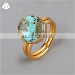 Fashion 18k Gold Turquoise Gemstone Jewelry Ring, Sleepy Beauty Turquoise Jewellery Ring thumbnail-2