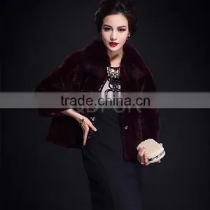 QD29676 Equestrian Silver Fox Fur With Mink Fur Leather Jacket thumbnail-1