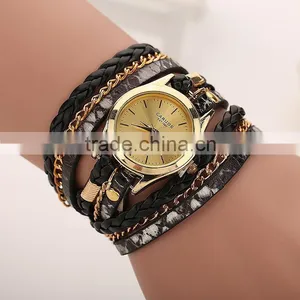 CARUDF Braided PU Leather Popular Woman Quartz Watch Women Dress Watches Relogio Feminino Fashion Bracelet Watch Montre Femme thumbnail-5