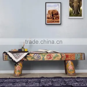 Chinese Antique Solid Wood Stool Hand Painting Bench Bed Stool thumbnail-1