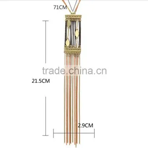 2014 Bead Tassel Alloy Pendant Dainty Long Tassel Necklace Set thumbnail-2