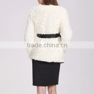 Wholesale New Style White And Long Winter Fashion Women Coat With Belt thumbnail-5