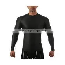 Polyester/Spandex (Poly/Lycra) Black Full Sleeve Round Neck Compression Shirt thumbnail-1