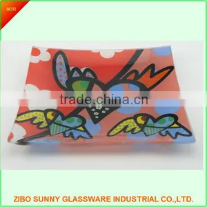 Decorative Glass Square Tray thumbnail-1