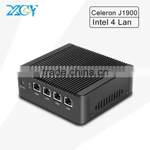 Firewall J1900 4 Lan Ports Motherboard Mini pc 12v Vesa Mount Black Case for Supermarkets thumbnail-1