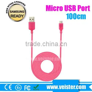 Colorful Flat 1M Micro Usb Data Cable, Micro USB Cable for Samsung Charge thumbnail-1
