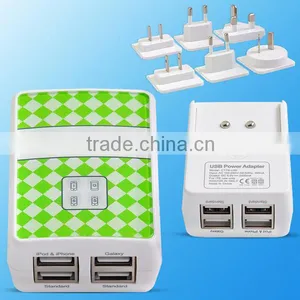 Wholesale 5V 4.8A ,4 Usb Power Mobile Adapter Travel Charger With Changeable Plug thumbnail-3