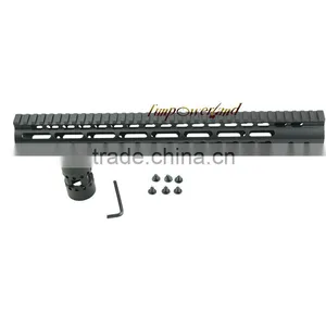 Funpowerland Black Float NSR 15 Inch Handguard One-piece Top Rail System KeyMod High Quality Lightest For AR-15 M4 M16 thumbnail-1