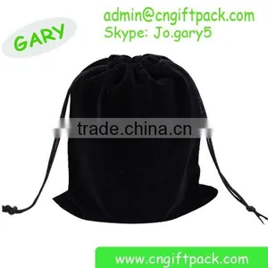 Black 15cmx20cm Custom Velvet Drawstring Pouch Bag thumbnail-1