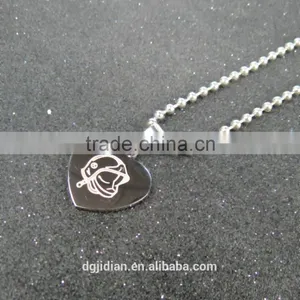 Mens Stainless Steel Heart Shaped Dog Tag Necklace Pendant Blank, Laser Engrave Logo Customize thumbnail-3