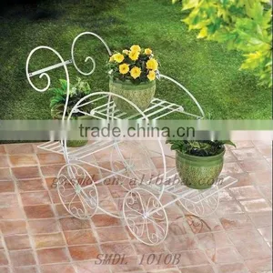 White Powder Coated Wire Flower Cart thumbnail-1