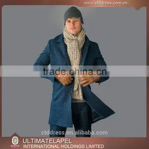 New Style 100% Cashmere Classic Blue Overcoat Wool Cashmere Men thumbnail-1
