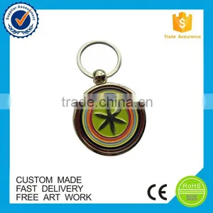Custom Round Enamel Flower Metal Keychain thumbnail-1
