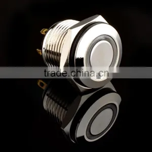250V 16mm LED Lighted Ring Illuminated Momentary Push Button Switch Flat Head For Car Truck Boat Waterproof IP65 thumbnail-5