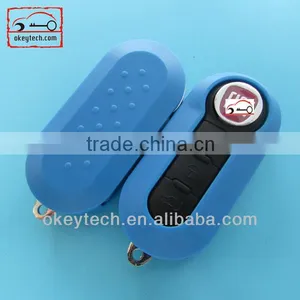 3 Button Shell Key Fiat 500 Key Cover Remote Key Cover Deep Blue SIP22 Blade for Fiat 500 Key thumbnail-1