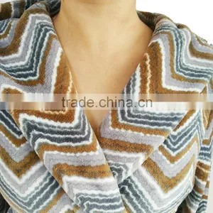 Kevince Women Flannel Pyjama Robe Wave AOP Printed Knitting MOQ 1000pcs OEM Factory Directly thumbnail-5