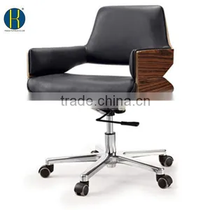 HY2008 Wholesale Leather Upholstery Revolving Chair With Wheels thumbnail-1