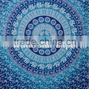 Indian Ombre Ethnic Elephant Hippie Mandala Wall Art Twin Cotton Boho Wall Hanging Tapestry thumbnail-4